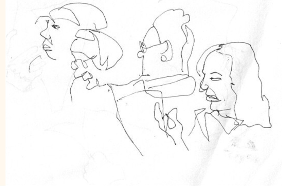 Blind contour subway sketch from 2004