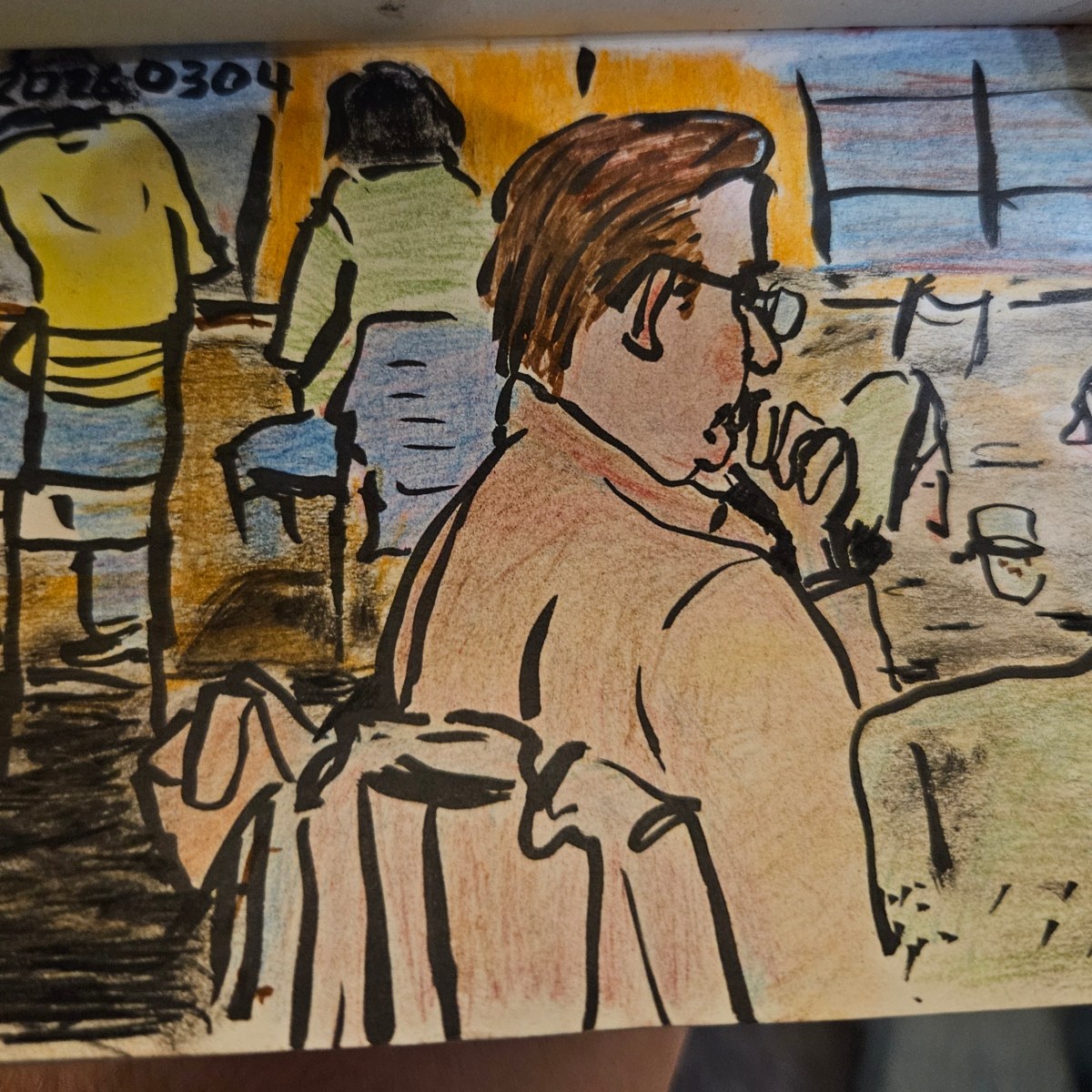 Blind contour with a brush&nbsp;pen